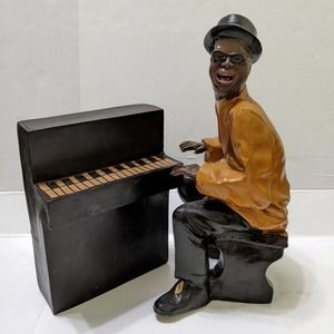 Vintage RAY CHARLES Statue Figurine Historical American Legend Playing The Piano